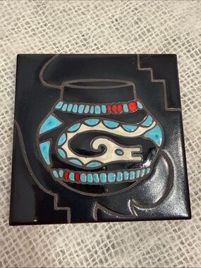 Cleo Teissedre Vintage Hand Painted Trivit Tile. Made in USA